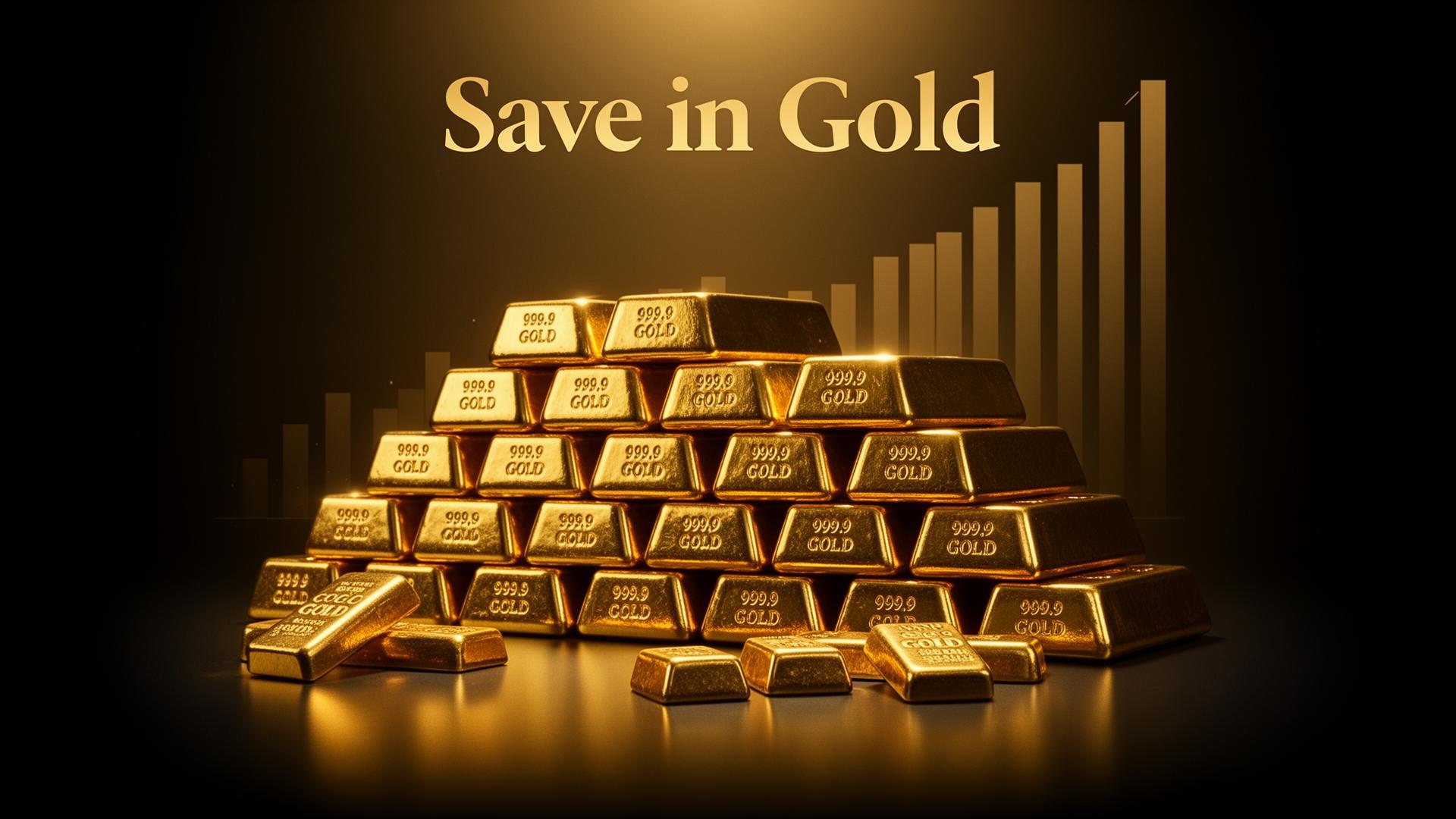 Stacked 999.9 fine gold bullion bars